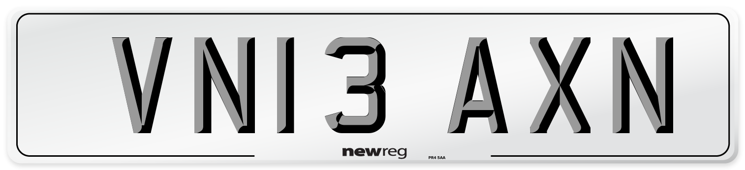 VN13 AXN Number Plate from New Reg